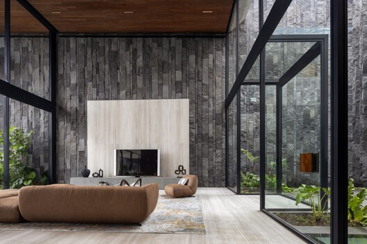 From Inside Looking Out House / K-Thengono Design Studio - Interior Photography, Living Room, Wood, Concrete