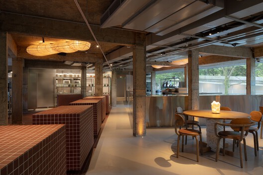 AIR Circular Campus and Cooking Club / OMA + Zarch Collaboratives - Interior Photography, Dining room, Wood, Lighting
