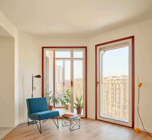 Illa Glòries Social Housing / Cierto Estudio - Interior Photography, Wood, Glass, Chair