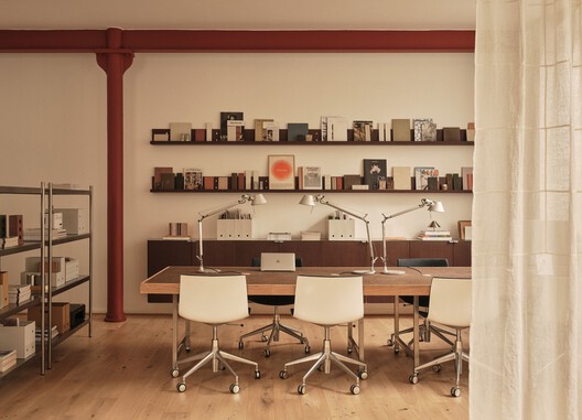 SALT Workspace / THISS Studio - Interior Photography, Dining room, Wood, Table, Chair, Shelving, Lighting