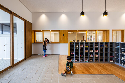 SG Kindergarten and Nursery / HIBINOSEKKEI + Youji no Shiro + Kids Design Labo - Interior Photography, Wood, Shelving