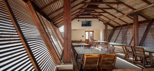 Factory Canteen Agrocel Dhordo / Studio Dot - Interior Photography, Wood, Beam, Chair