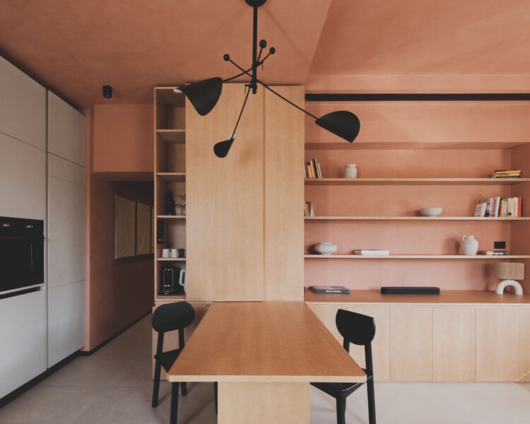 Terra and Vidru House / Federico Cartamantiglia Architecture Studio + Federico Cartamantiglia + Fabrizio Carboni + Enrico Manca - Interior Photography, Closet, Wood, Lighting, Table, Shelving, Chair