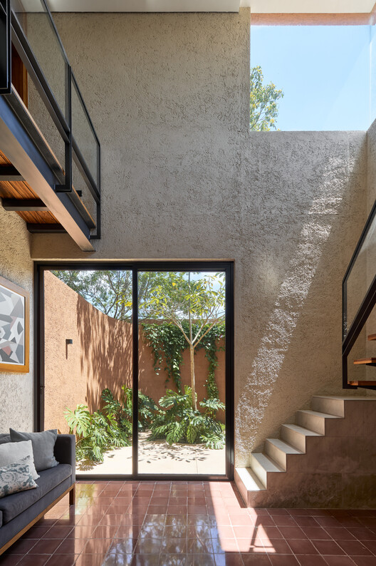 K'ab House / Lessmore Group - Interior Photography, Stairs, Concrete, Brick, Courtyard, Balcony