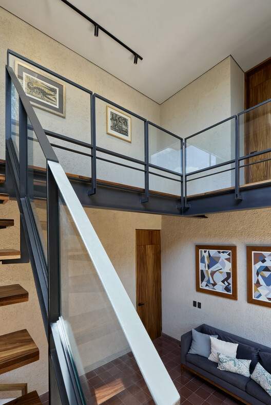 K'ab House / Lessmore Group - Interior Photography, Wood, Stairs, Handrail, Lighting, Glass