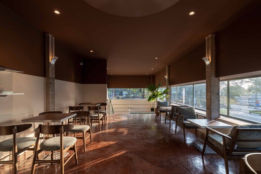 HỚP Cafe / HÔM ARCHITECTS - Interior Photography, Dining room, Wood, Lighting, Chair, Glass