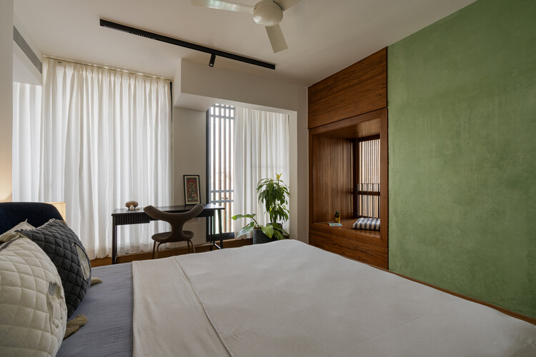 Herencias en concreto / Greyscale Design Studio - Fotografía interior, Dormitorio, Camas, Madera, Iluminación