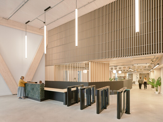 Paradise SE11 Mass Timber Office / Feilden Clegg Bradley Studios - Interior Photography, Closet, Wood, Lighting, Chair