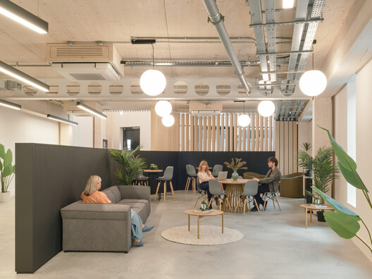 Paradise SE11 Mass Timber Office / Feilden Clegg Bradley Studios - Interior Photography, Living Room, Table, Chair