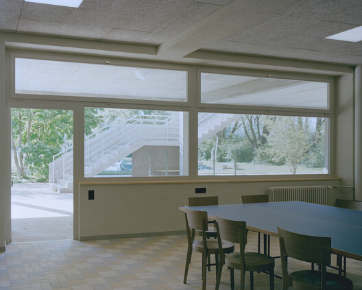 Bachgraben Public Pool Restaurant / MET Architects - Interior Photography, Dining room, Wood, Glass