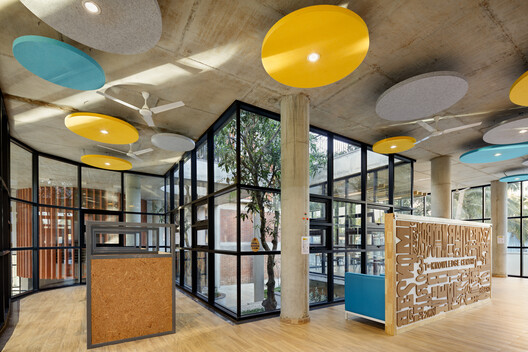 Euro School Banerghatta / Vijay Gupta Architects (VGA)  - Interior Photography, Glass, Chair