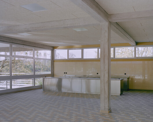 Bachgraben Public Pool Restaurant / MET Architects - Interior Photography, Wood, Glass, Concrete