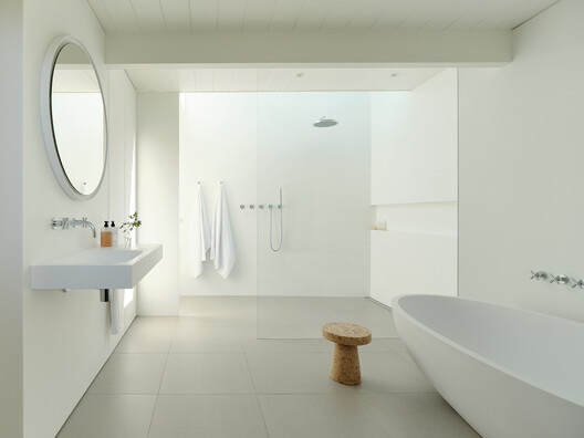 Twin Gable House / Ryan Leidner Architecture - Interior Photography, Bathroom, Sink, Bathtub, Lighting, Glass