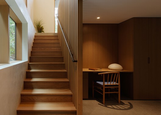 In-Kind House / GO'C - Interior Photography, Stairs, Wood, Handrail
