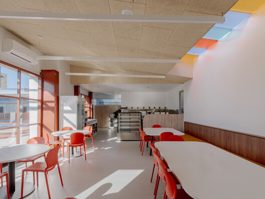 Swan Hill Specialist School / WHDA - Interior Photography, Dining room, Wood, Lighting, Chair