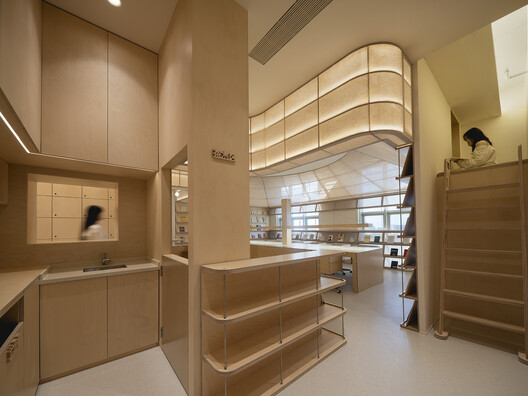 Yixing Study Space / Atelier d'More - Interior Photography, Kitchen, Wood, Shelving, Lighting, Glass
