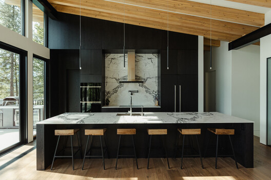 Shore House / Stanley Office of Architecture - Interior Photography, Kitchen, Wood, Countertop, Table, Lighting, Chair