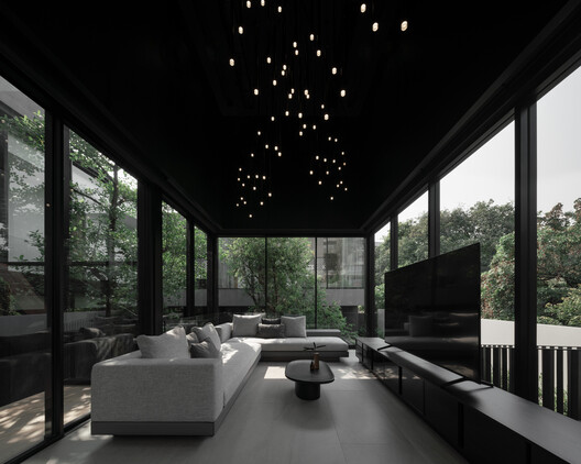 Lane House / CORE Cluster - Interior Photography, Living Room, Sofa, Lighting, Glass, Chair