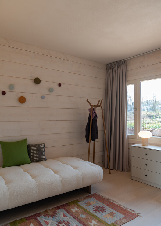 江山度假木屋 / NOTA Architects - 室内图, 卧室, 木头, 灯