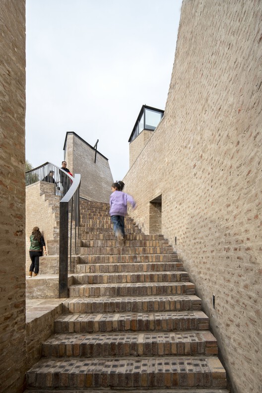 West Wusutu Village Community Center / Zhang Pengju - Exterior Photography, Brick, Stairs