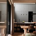 Noirhaus / KONSEP Architecture Studio - Interior Photography, Kitchen, Wood, Lighting, Table, Chair, Shelving