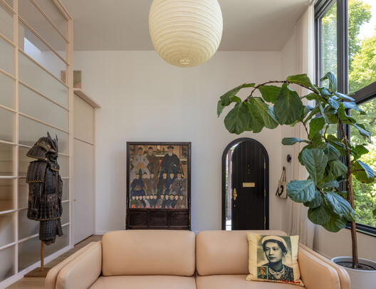 Pho Bac House / SHED Architecture & Design - Interior Photography, Living Room, Wood, Lighting, Shelving