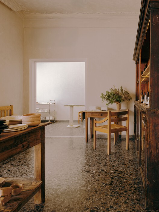 Concept Store & Bar 1OAM apotheke / Studio Andrew Trotter + Eva Papadaki - Interior Photography, Dining room, Wood, Chair
