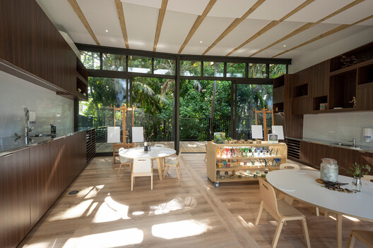 St Kentigerns Childcare Centre / Smith Architects  - Interior Photography, Dining room, Wood, Table, Chair, Lighting, Glass