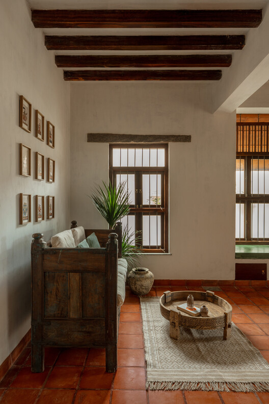 Adorn House / Bhutha Earthen Architecture Studio - Interior Photography, Wood, Lighting, Beam, Chair