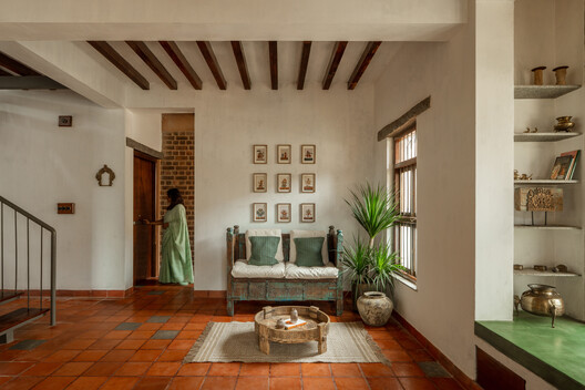 Adorn House / Bhutha Earthen Architecture Studio - Interior Photography, Living Room, Wood, Lighting, Chair, Beam