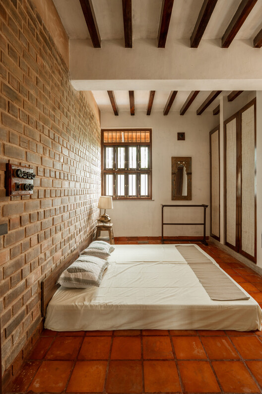 Adorn House / Bhutha Earthen Architecture Studio - Interior Photography, Bedroom, Bed, Wood, Lighting