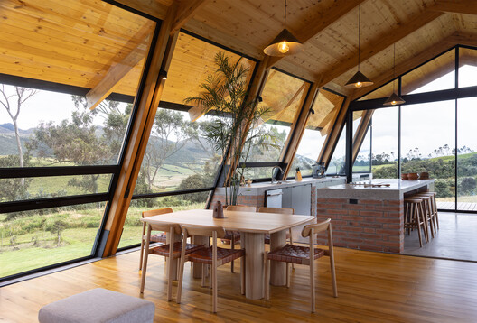 La Miradora House / Taller General - Interior Photography, Dining room, Wood, Beam, Chair, Glass