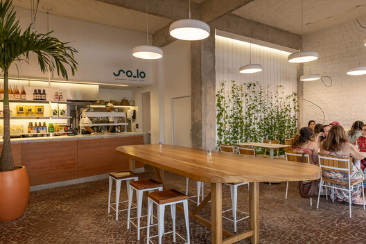 Café So_lo _ Copacabana / Estúdio Chão - Interior Photography, Dining room, Wood, Lighting, Chair, Table, Countertop