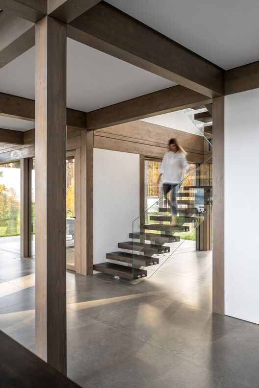 Forest House / Karlikova Architects - Interior Photography, Stairs, Wood, Beam, Column