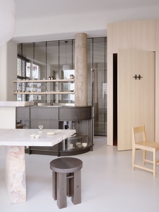 NOÏ Tea House and Pilates Studio / A I M - Interior Photography, Wood, Lighting, Chair, Shelving
