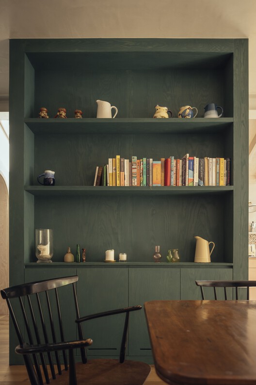 Twin Pitches House Extension / Atelier Baulier - Interior Photography, Shelving, Wood, Table, Chair
