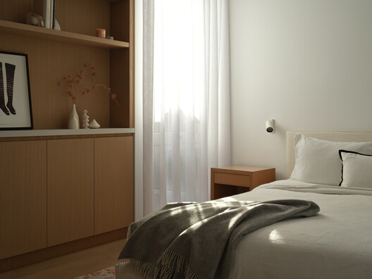 Willow House / StudioAC - Interior Photography, Bedroom, Wood, Bed, Lighting