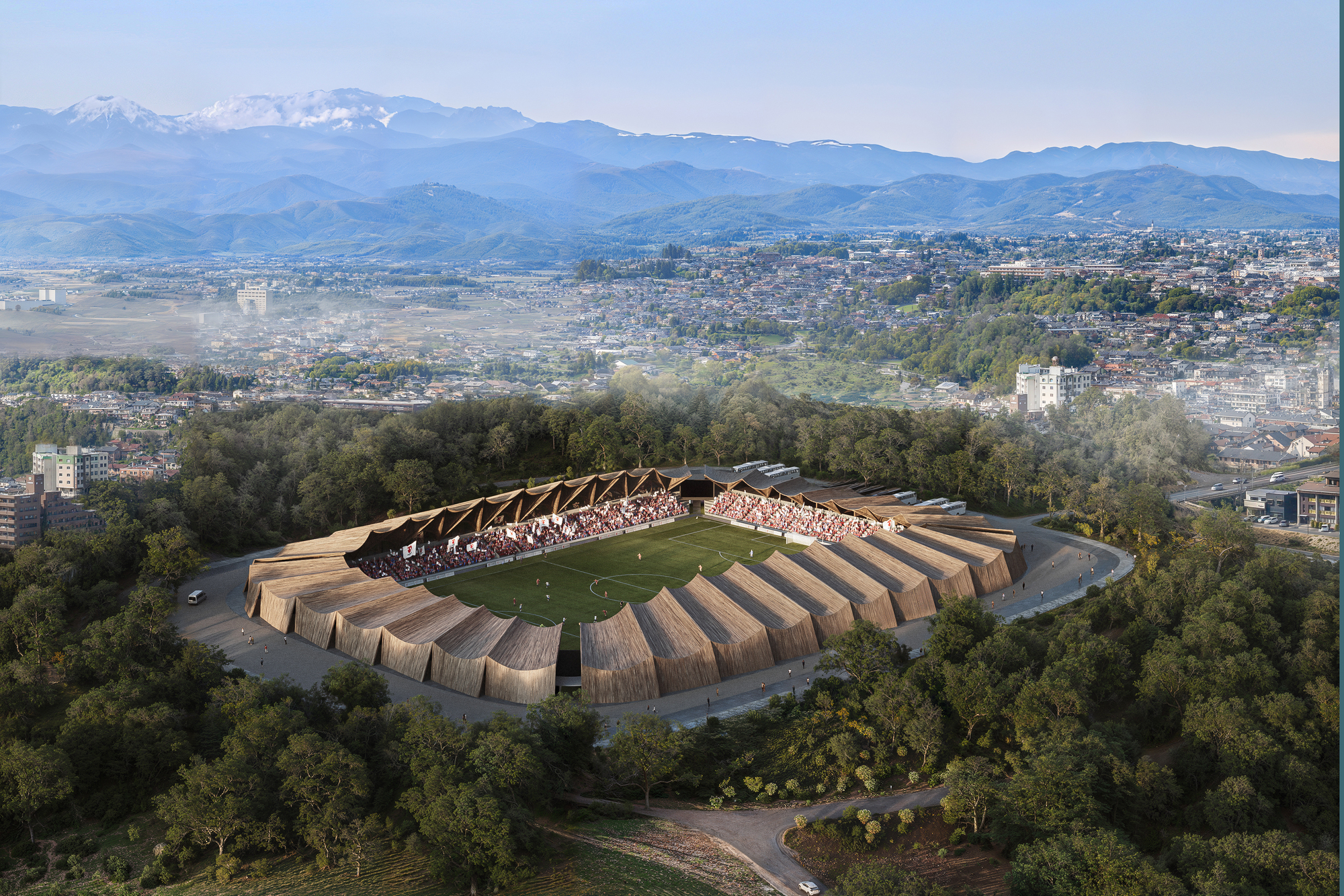 VUILD Designs Timber Stadium in Fukushima Drawing on Japanese Traditions of Renewal