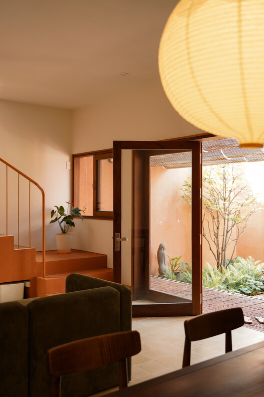Terracotta Breath House / live out studio - Interior Photography, Living Room, Wood, Lighting, Chair
