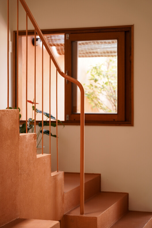 Terracotta Breath House / live out studio - Interior Photography, Stairs, Wood, Handrail