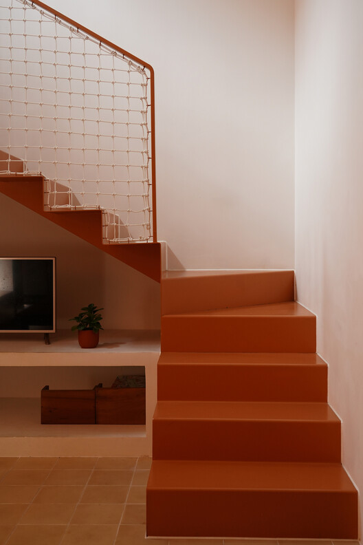 Terracotta Breath House / live out studio - Interior Photography, Stairs, Wood, Handrail