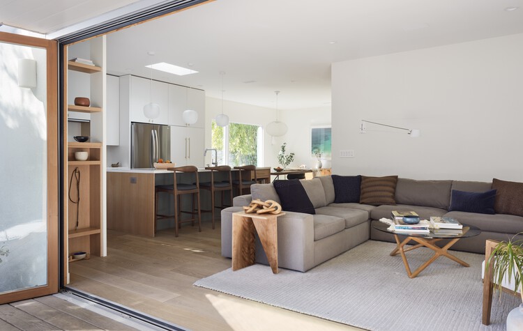 Silverlake Terrace Bungalow Renovation and Extension / ARA-la - Interior Photography, Living Room, Sofa, Wood, Table, Lighting, Chair