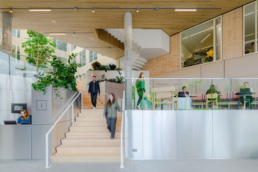 5TRACKS Mixed-Use District / Shift Architecture Urbanism + Powerhouse Company - Interior Photography, Glass, Stairs, Chair