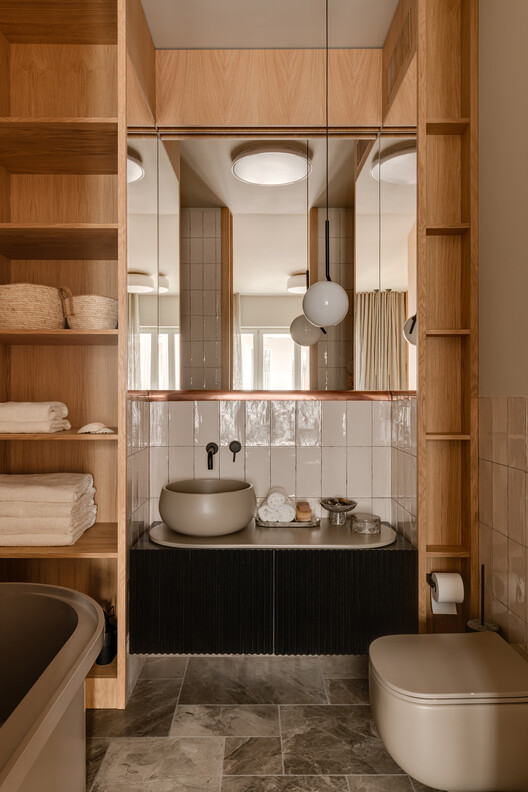 Luxury Apartament in Poznań / Studio GAB Luxury Apartament in Poznań / Studio GAB - Interior Photography, Bathroom, Wood, Countertop, Lighting, Sink