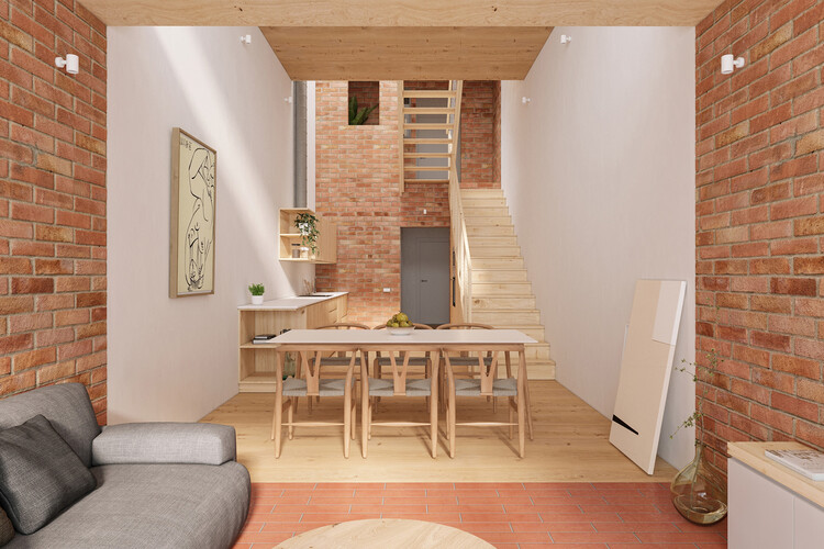 115ARI vivienda unifamiliar entre medianeras en Sabadell / Vallribera Noray Arquitectes - Fotografía interior, Casas, Escaleras, Sillas