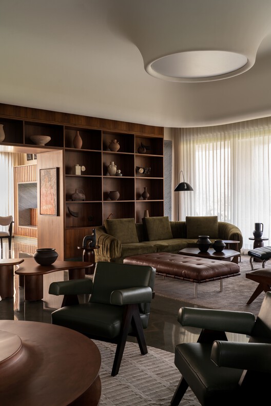 The Sanctum House / RENESA Architecture Design Interiors Studio - Interior Photography, Living Room, Wood, Lighting, Table, Chair