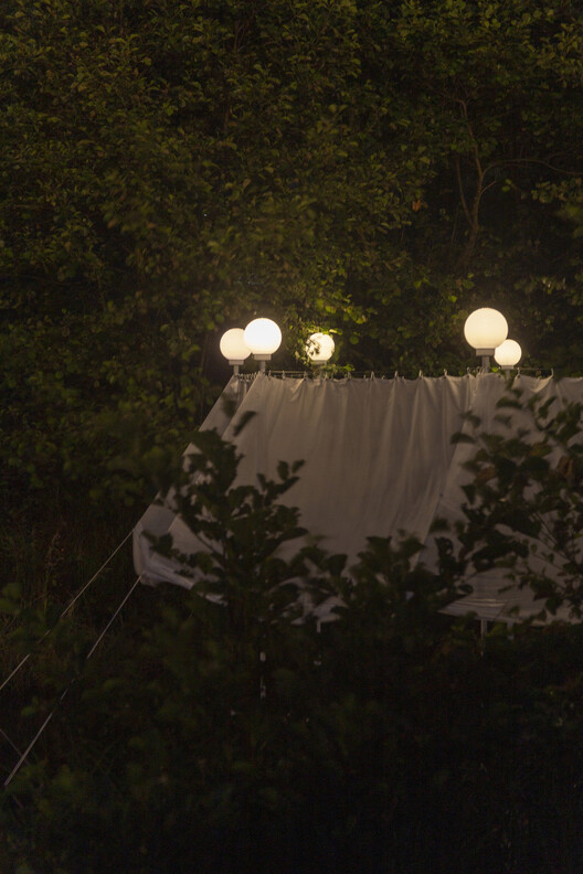 Temporary Installation at a Mountain River / atelier VRAC - Exterior Photography, Lighting