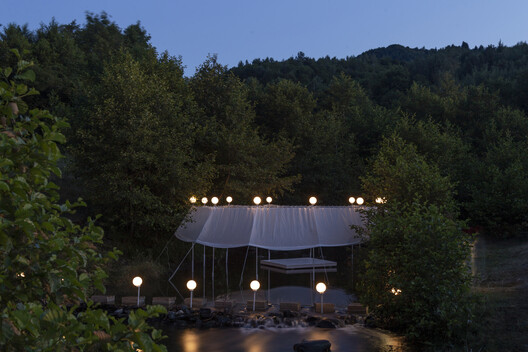 Temporary Installation at a Mountain River / atelier VRAC - Exterior Photography, Garden