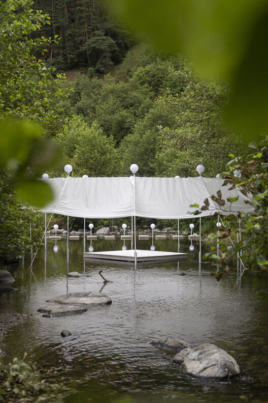 Temporary Installation at a Mountain River / atelier VRAC - Exterior Photography, Garden
