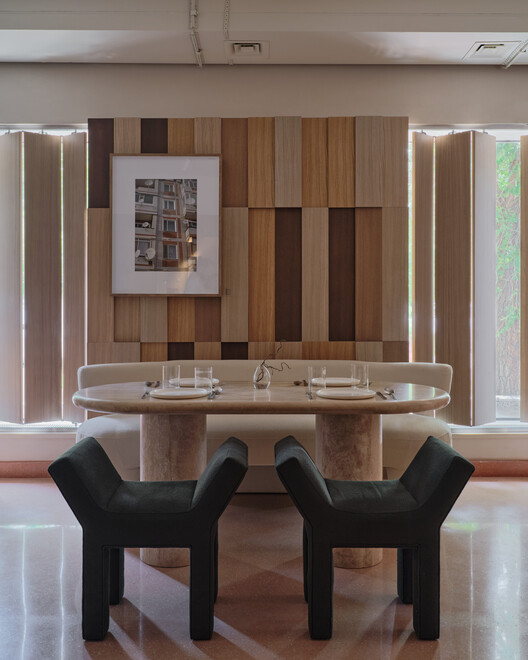 Six Coffee + Wine cafe / NAAW - Interior Photography, Living Room, Wood, Lighting, Table, Chair